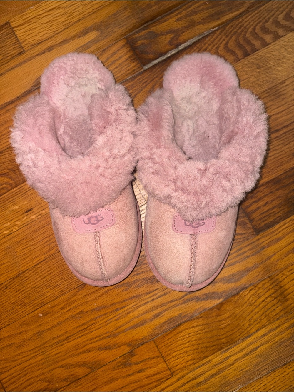 UGG Kids Blush Pink Plush Shearling Slip-On Slippers